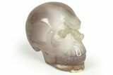 Polished Banded Agate Skull with Quartz Crystal Pocket #237071-1